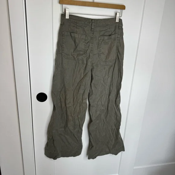 Evereve Joelle Stretch Linen Cropped Wide Leg Pants High Rise Size 27 - Picture 5 of 6